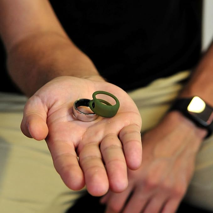 Rinfit Smart Ring Protector - Silicone Ring Enhancer for Active Lifestyle and Gym - StyleFit U.S. Design Patent - Green, Size 7