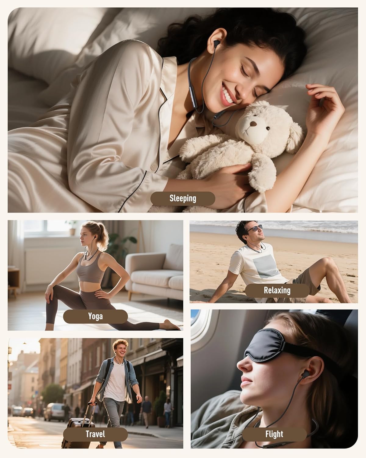 5.4 Hearprotek Wireless Lightweight Sleeping Headphones, Neckband Bluetooth Wireless Sleep in-Ear Earbuds, Ultra Soft
