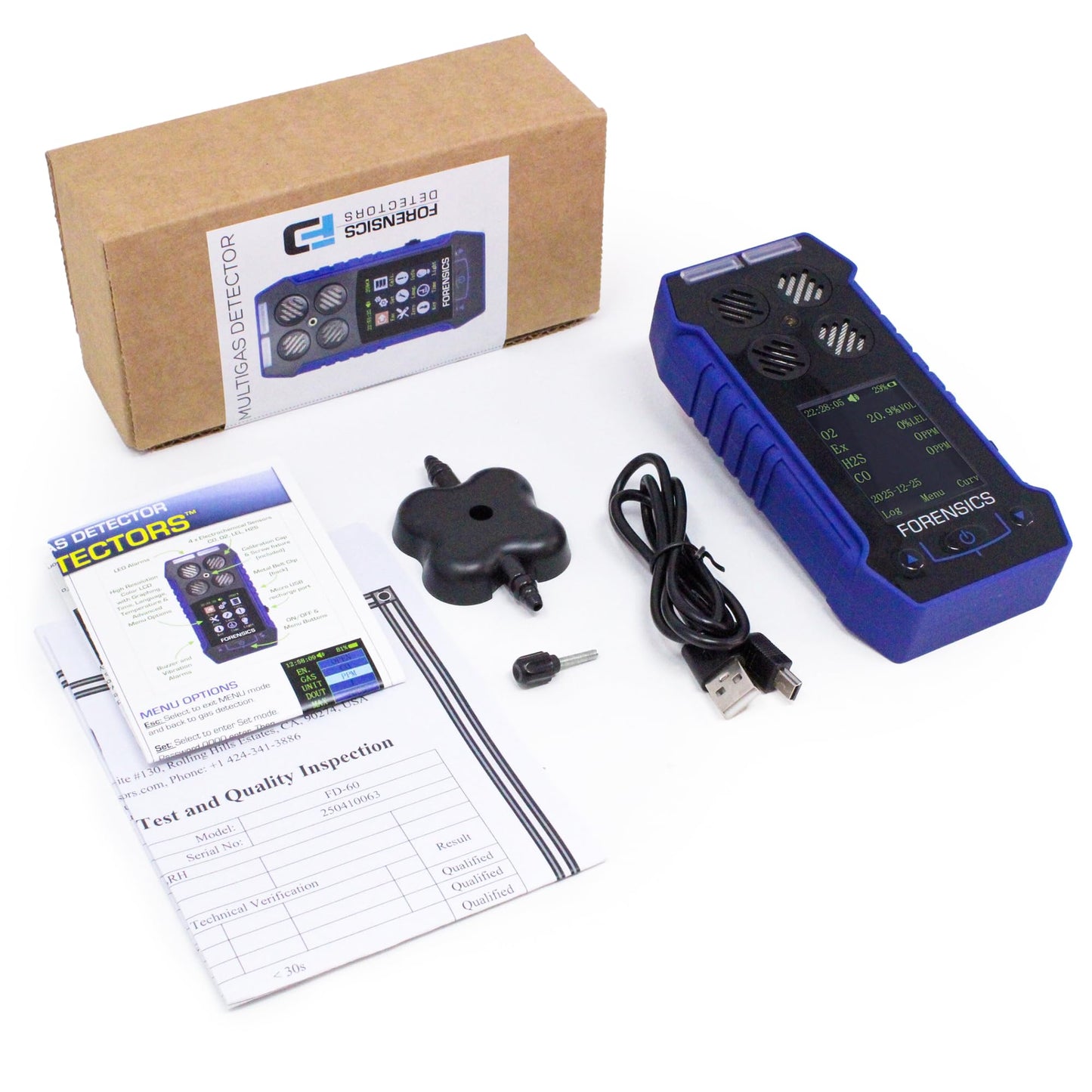 Multigas 4 Gas Monitor | with USA NIST Calibration Certificate | CO, H2S, CO, EX LEL |