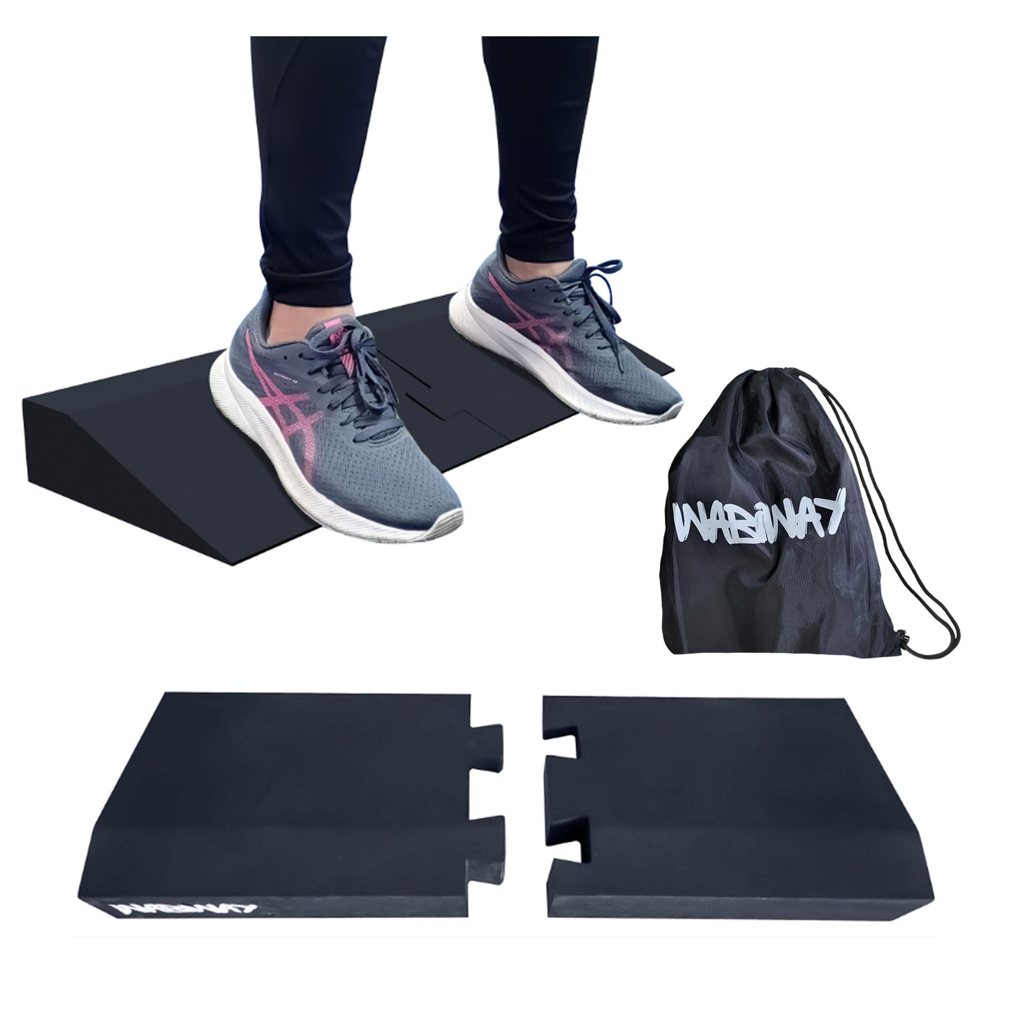 WABIWAY Squat Wedge Block – 2-in-1 Heel Elevated Slant Board for Squats & Calf Raises – Lightweight, Non-Slip EVA, Portable Workout Wedge for Strength & Recovery