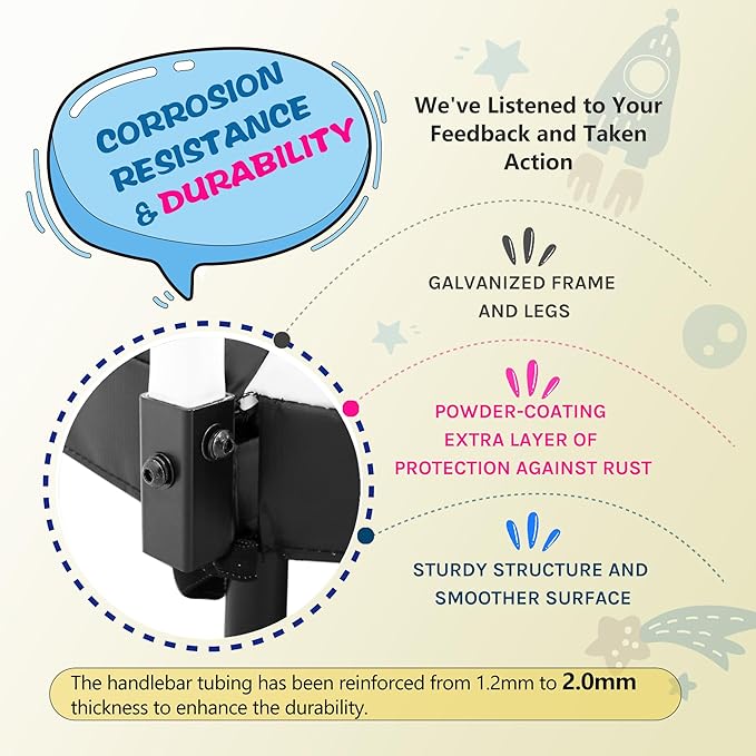 SkyBound 36 Inch Indoor Trampoline for Kids - Kids Trampoline Indoor with Handle - Toddler Trampoline with Upgraded 2.0mm Steel Pipe and Handlebar - Mini Indoor Trampoline for Kids Age 3 and Above