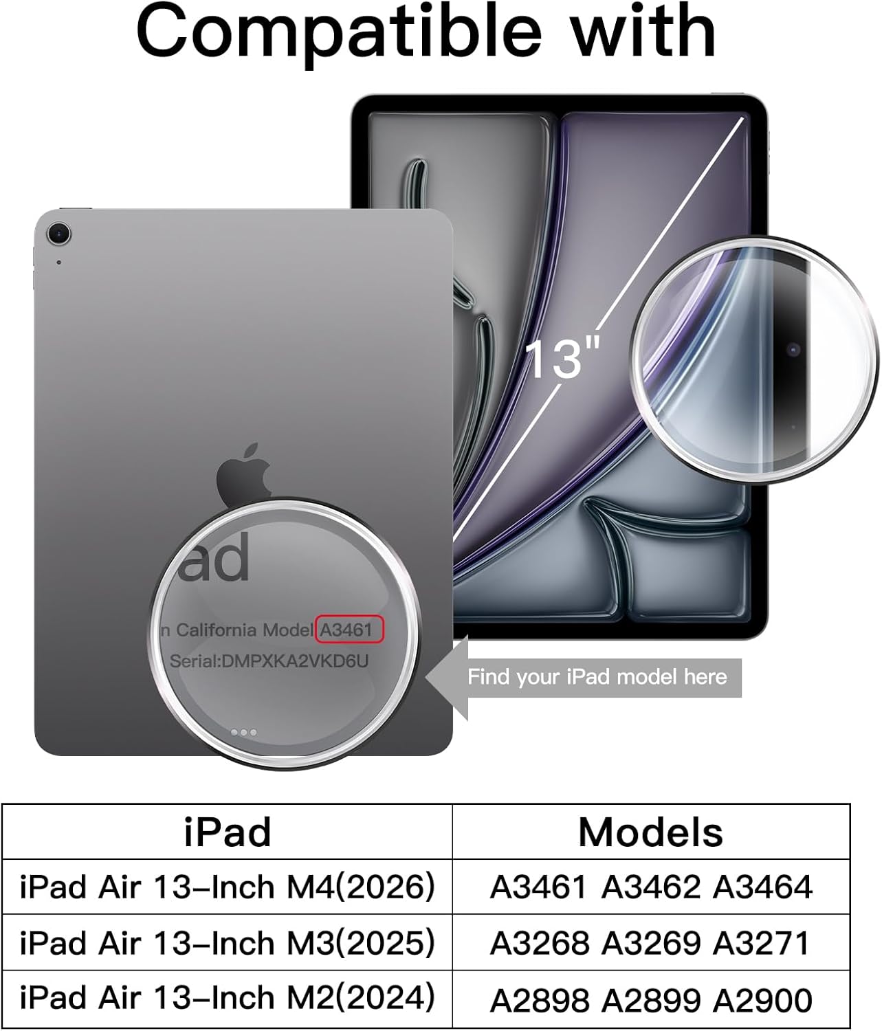 13-Inch M4/M3/M2 (2026/2025/2024), 9H 2-Pack JETech Screen Protector for iPad Air Tempered Glass Film, HD Clear
