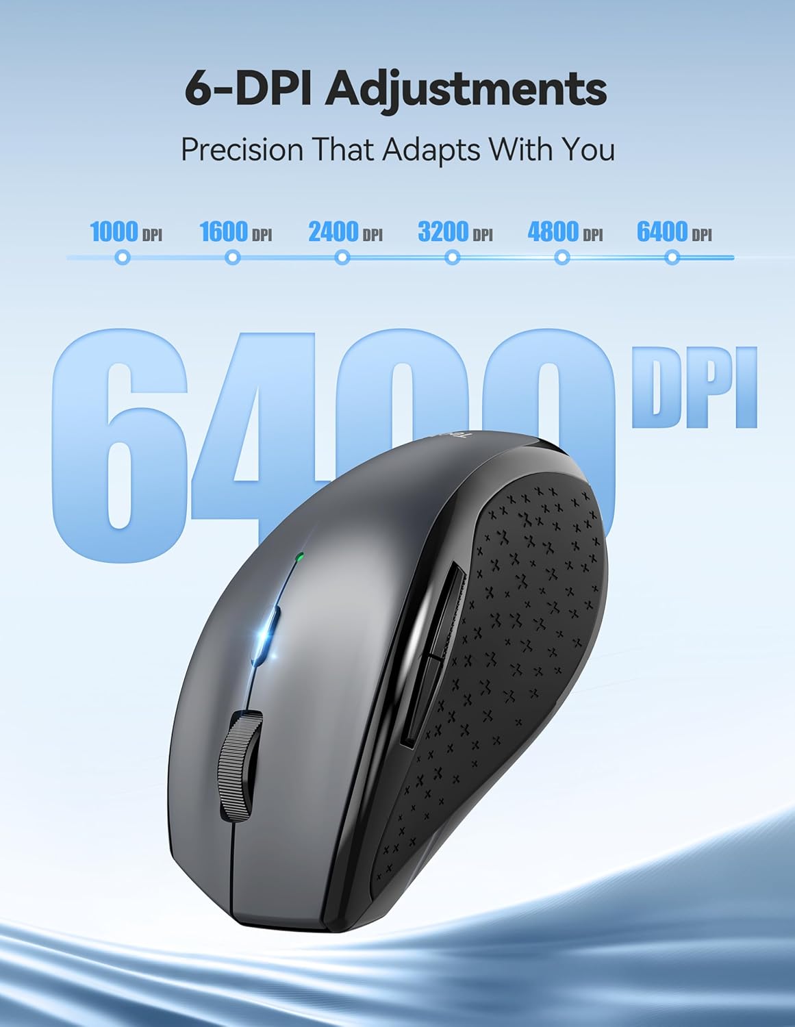 TECKNET Computer,2.4G Wireless,6 6400 Wireless Mouse Rechargeable,Mouse for Laptop USB Computer Mice Button DPI