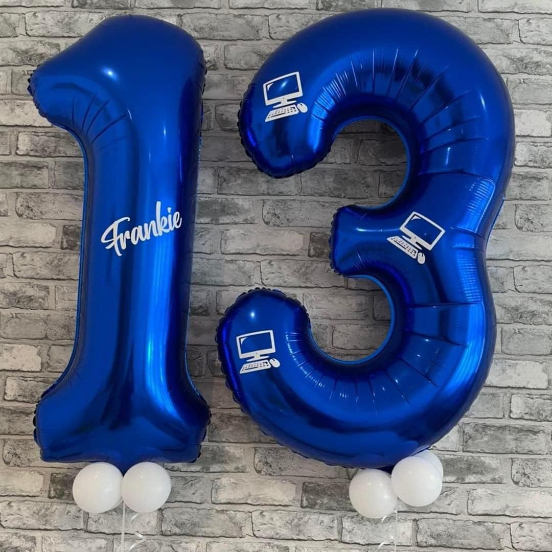 Skiennix Navy Blue Number 13 Balloons - 40 Inch Large Foil Mylar Birthday & Graduation Decorations