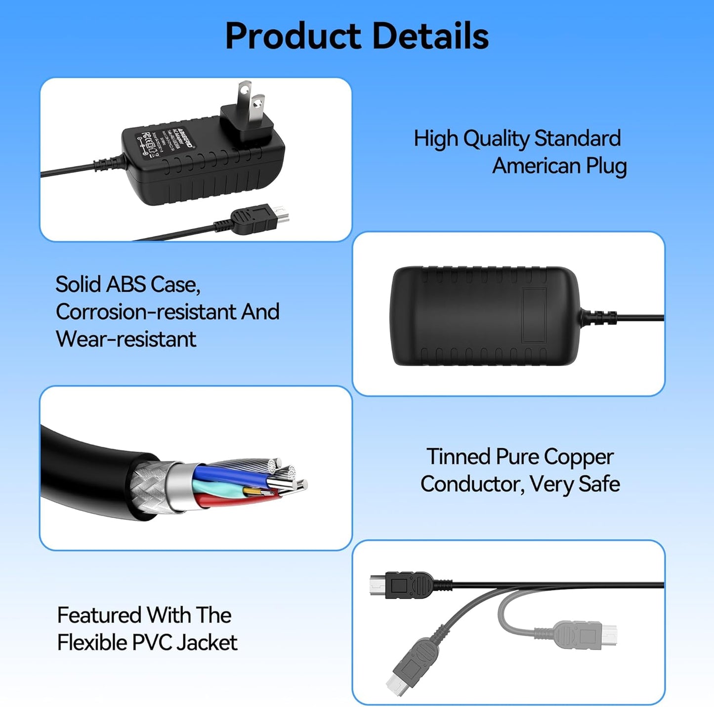 XMHEIRD AD17 H1, H2n, H5, H6, Q2HD, Q4, Q8 R8 AC/DC Adapter for Zoom and Recorders Power Supply Cord Cable PS Charger