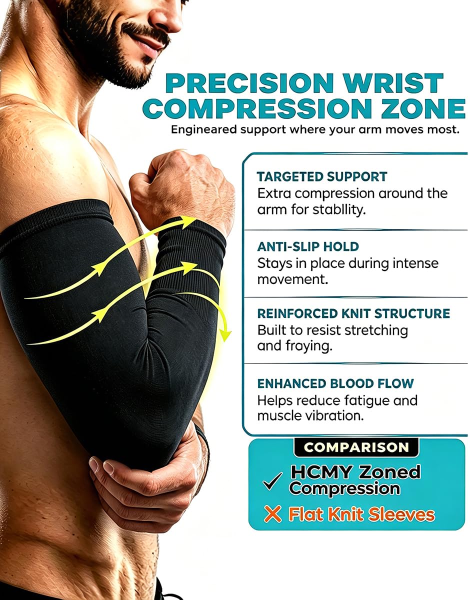 6 Pairs UV Protection Arm Sleeves for Men Women Cooling Compression Sleeves with Tattoo Cover Up Elasticity Sun Sleeve with Anti-Slip Cuffs for Football Work & Outdoor Sports Breathable Sweat-Wicking