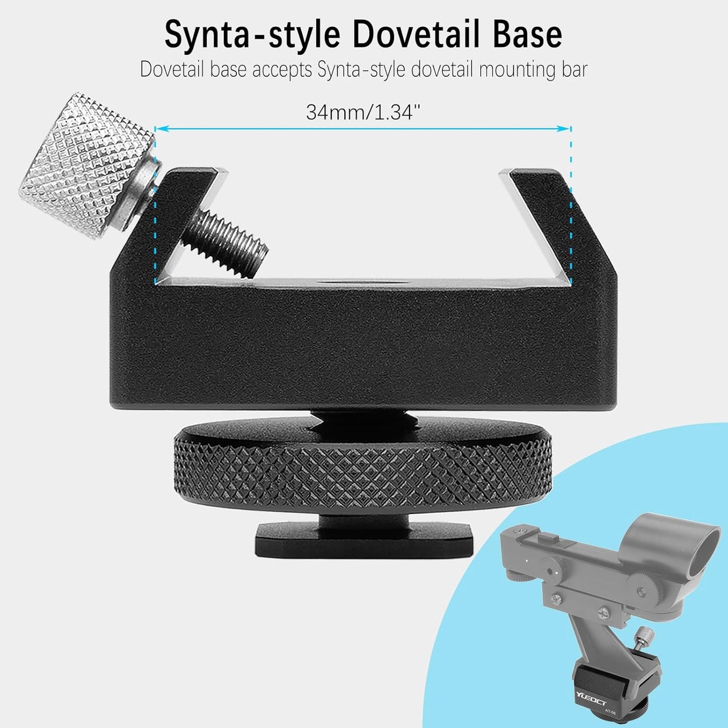 Yueoct 1/4" Metal Telescope Finderscope Mount Adapter Finder Scope Base Dovetail Bracket with Threaded Hole for Video