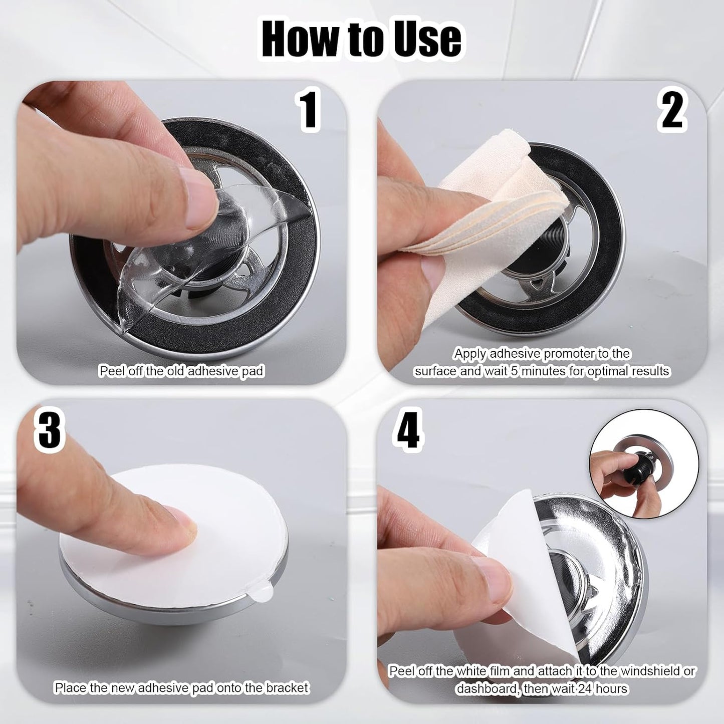 AHQiZFX 70mm/2.73" 6PCS Universal Sticky Gel Mounting Tape Replacement for Suction Cup, Double Sided Sticky Pads
