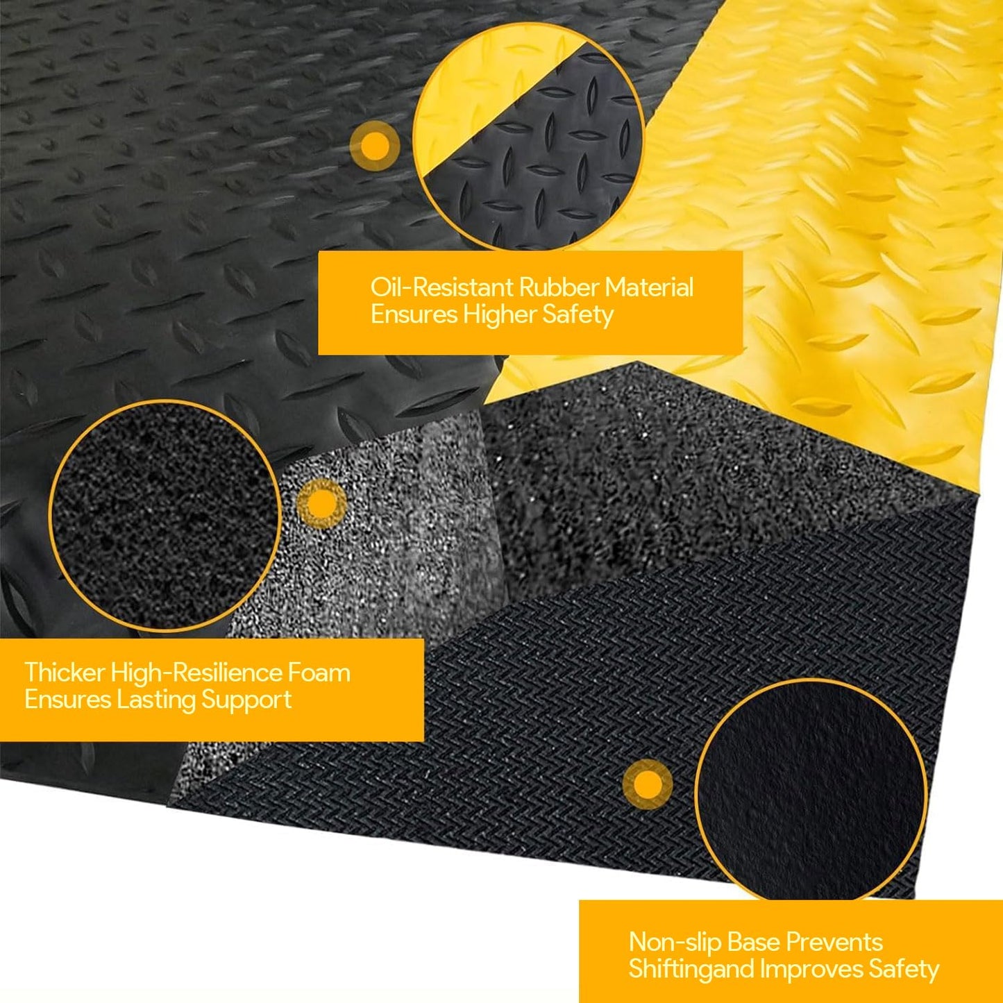 2 Pack 2 x 3 FT Industrial Anti Fatigue Mats, 15/16 Inch Thick Soft Sponge Ergonomic Mat, Nonslip Diamond Plate Work Mat, for Relieving Soreness in The Back and Legs