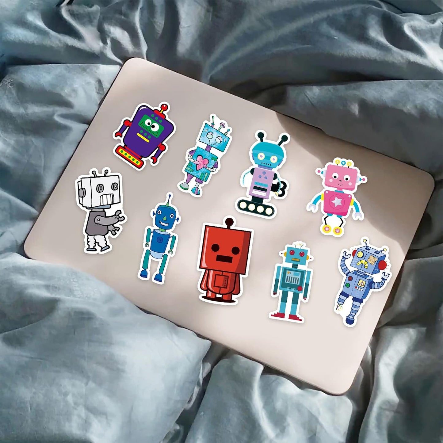 50Pcs Cute Robot Stickers, Science Theme Vinyl Waterproof Decals for Computer Skateboard Laptop Water Bottle Luggage