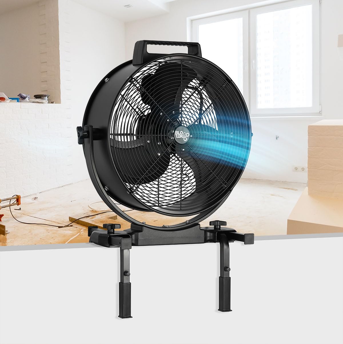 BLOTEK W58352 16-Inch Dust King High Velocity Floor, Exhaust, or Blower Fan, Black, 3-Speed, 270-Degree Adjustable Tilt, IP64 Waterproof, Ideal for Contractors and DIY in Warehouses and Factories