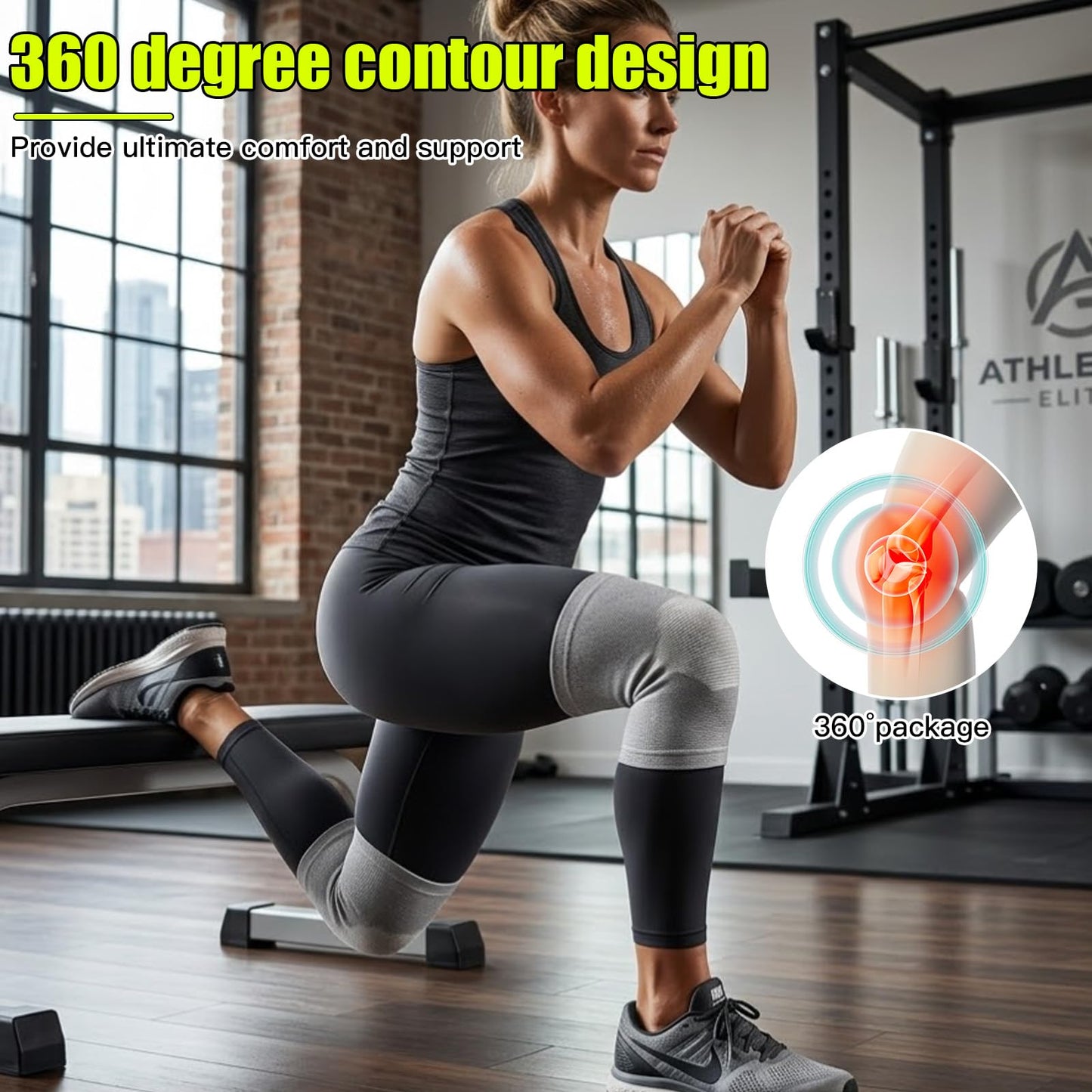 Onecompress - One Compress Premium Rayon Derived from Bamboo Knee Sleeves For Women & Men Original 2-pack(Gray, Large(70-90KG))