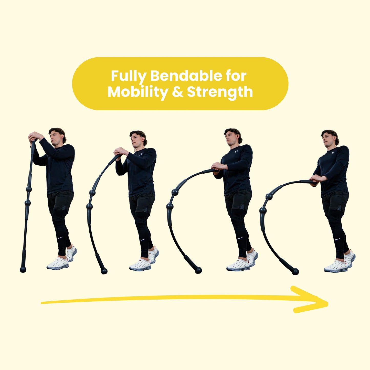 BENDYFIT BendyBar Flexible Weighted Resistance Bar to Improve Joint Mobility, Core Strength & Balance, Adjustable Height 57-63" Medium Resistance (Up to 50 lbs)