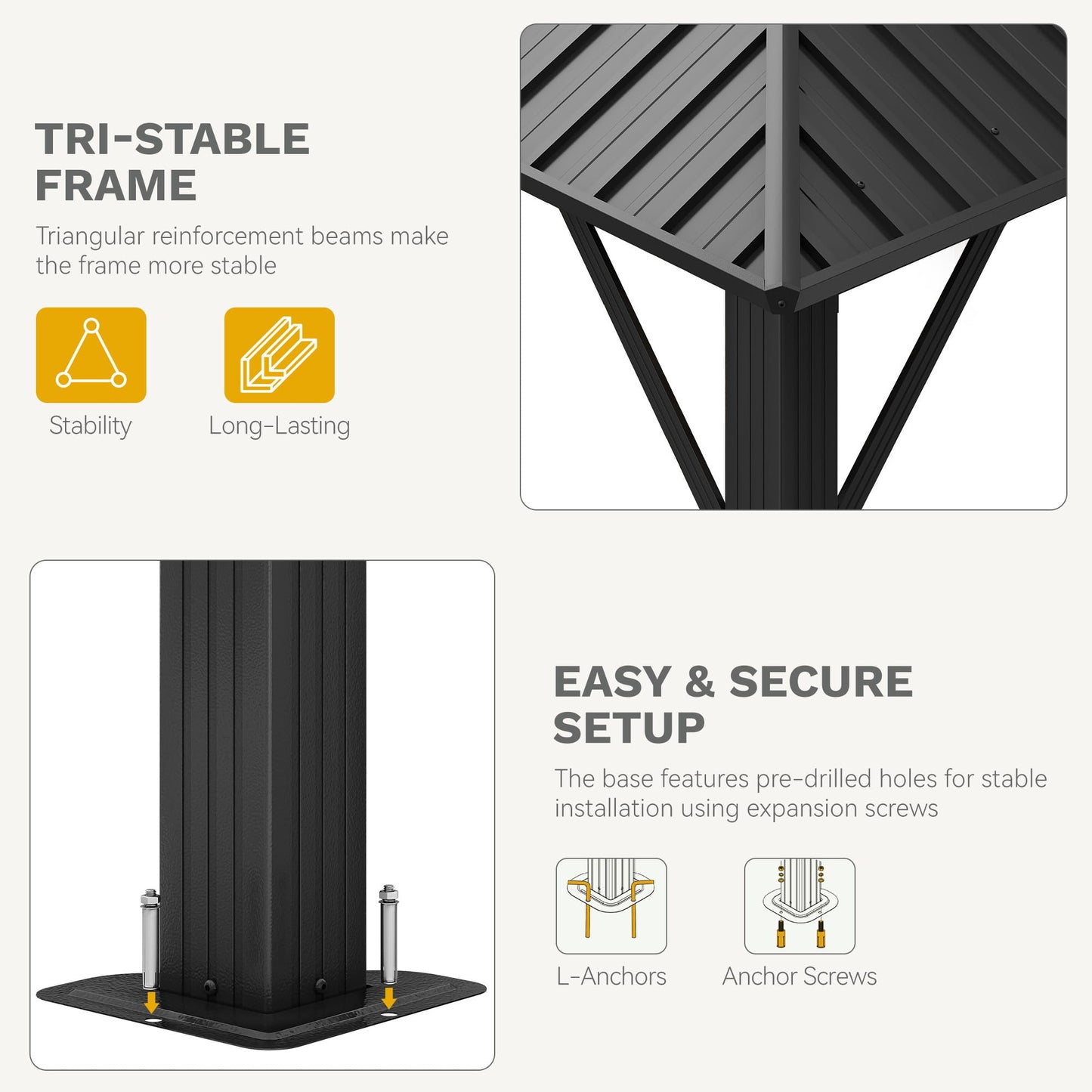 DWVO Gazebo Hardtop 10x12ft Single Roof Heavy Duty Canopy Galvanized Steel Outdoor with Nettings and Curtains for Patio, Backyard, Deck, Lawns, Grey
