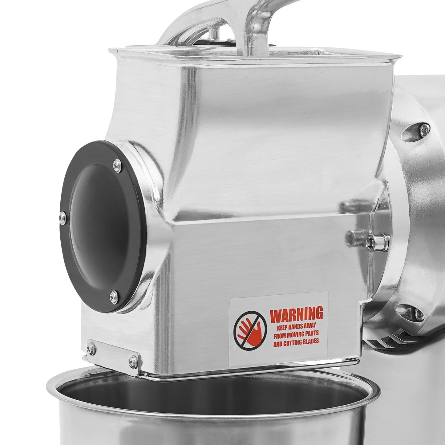 Commercial Cheese Grater for Block Cheese, 110V 550W Electric Cheese Grinder Machine 88lbs/H Heavy Duty Stainless Steel Automatic Butter Bread Bran Mill with Safety Shield & Bucket