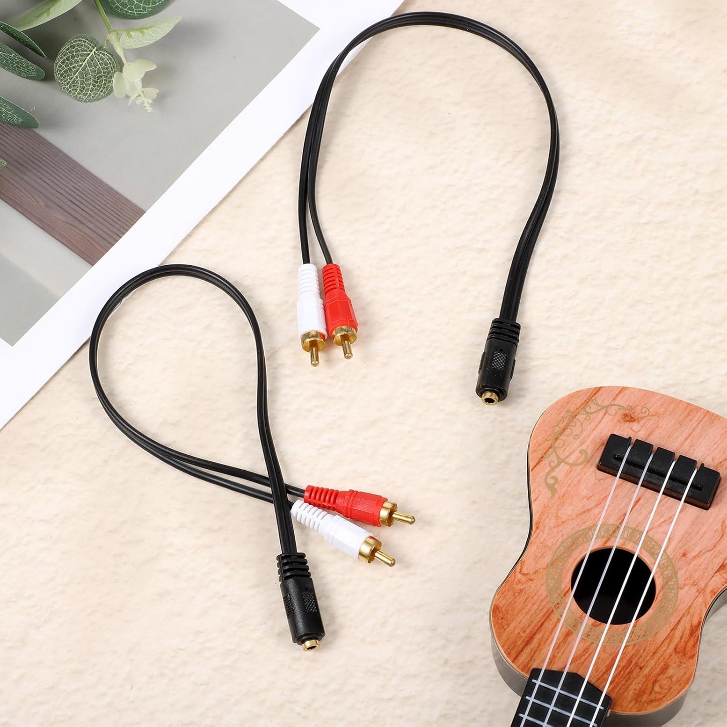 Xyembu 3.5mm 2 (1ft) MP3, Female to RCA Splitter Male Stereo Audio Y Cable Stereo RCA Y Splitter Audio Adapter with OFC