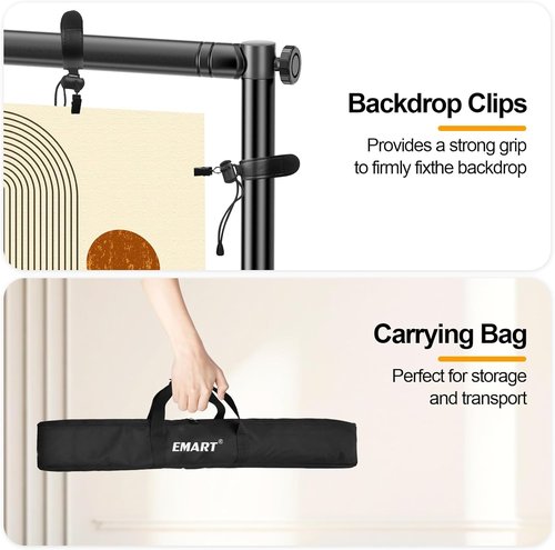 EMART Heavy Duty Banner Backdrop Stand Kit - Adjustable 10x10 ft Frame for Photography & Trade Shows