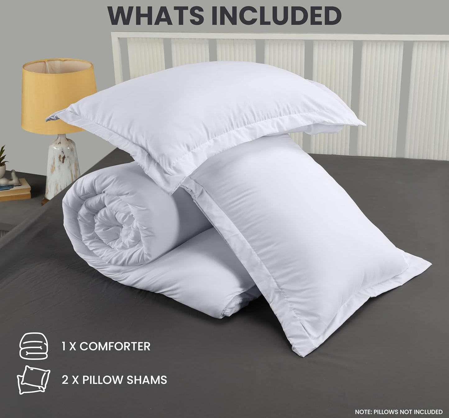 Utopia Bedding King Comforter Set - 3 Piece White Down Alternative Soft Bedding | 90 x 102 Inches
