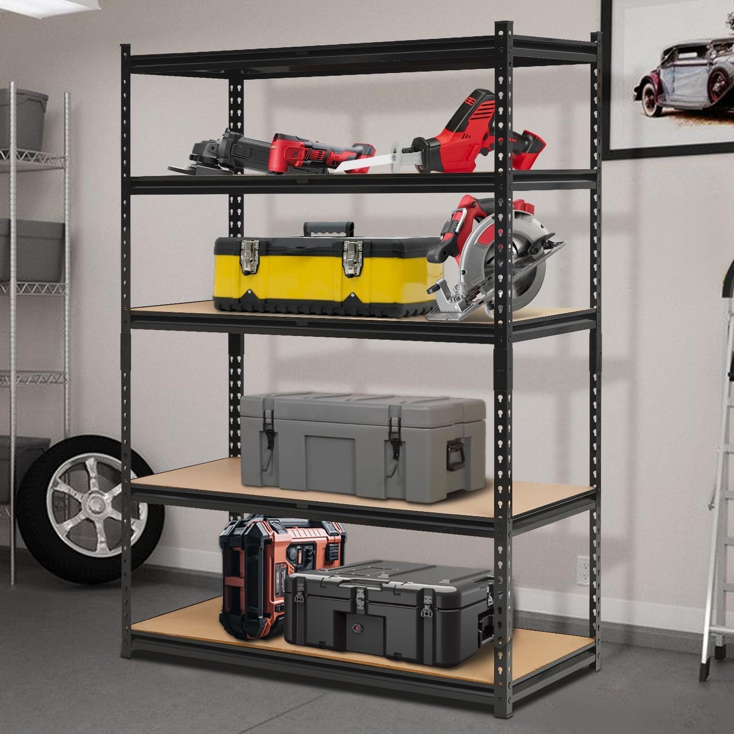 GarveeTech 5-Tier Heavy Duty Garage Shelving Units, 60x24x72 Inch Adjustable Storage Shelves,Loads 2000 LBS,Adjustable Garage Storage Shelving, Metal Storage Utility Rack Shelf Unit