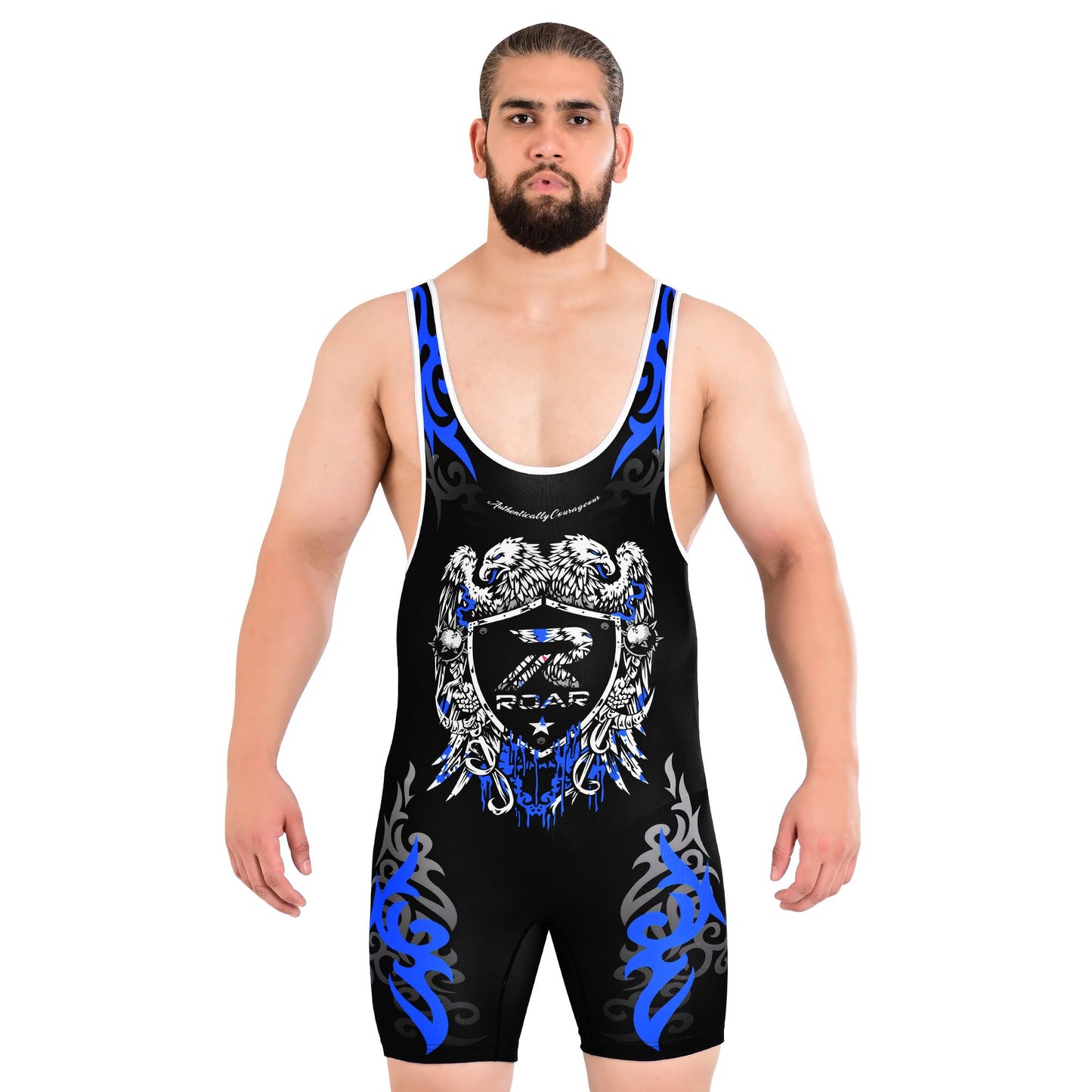 ROAR Athletic Men's Wrestling Singlet Suit Bodywear Uniform (Eagle Blue, Small)