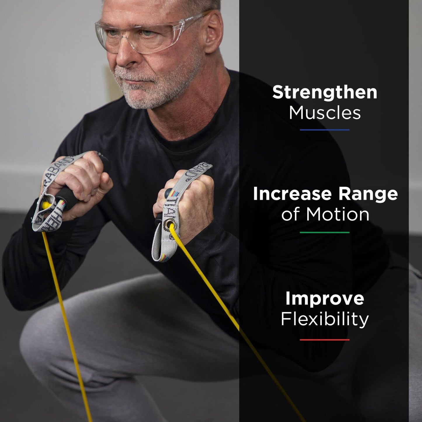 THERABAND Resistance Tubing with Soft Handles, Yellow, Light Level, 48" Latex Stretch Resistance Bands for Exercise, Professional Workout Bands for Upper & Lower Body, Color-Coded Levels