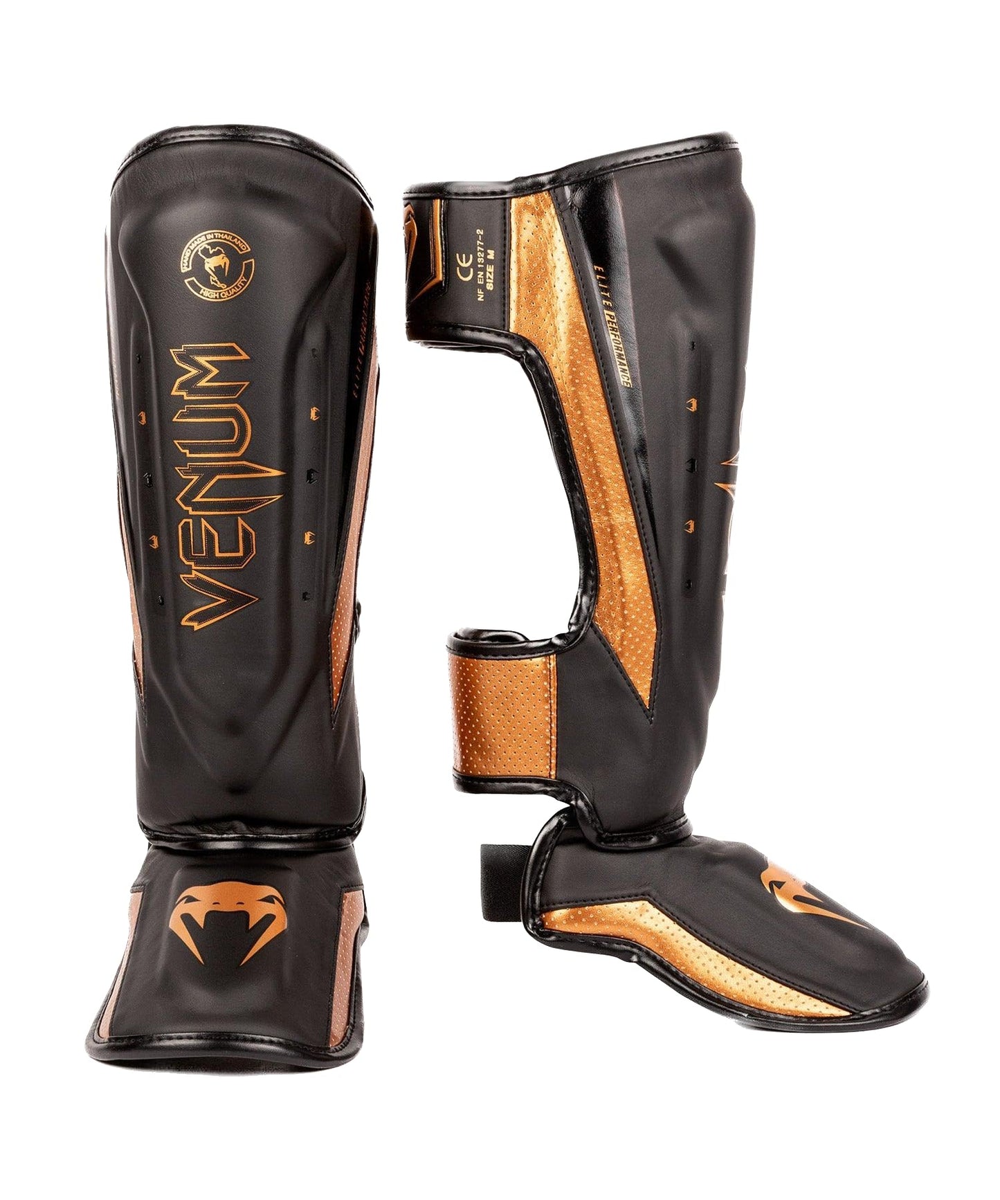 Venum Elite Evo Shin Guards-Black/Bronze - L