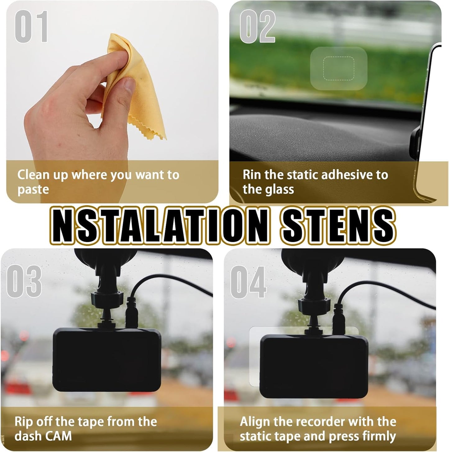 Tucnoeu 8Pcs Dashcam Windshield Sticke Clear Electrostatic Stickers Sticker Shield for Windshields,Prevent Scratching