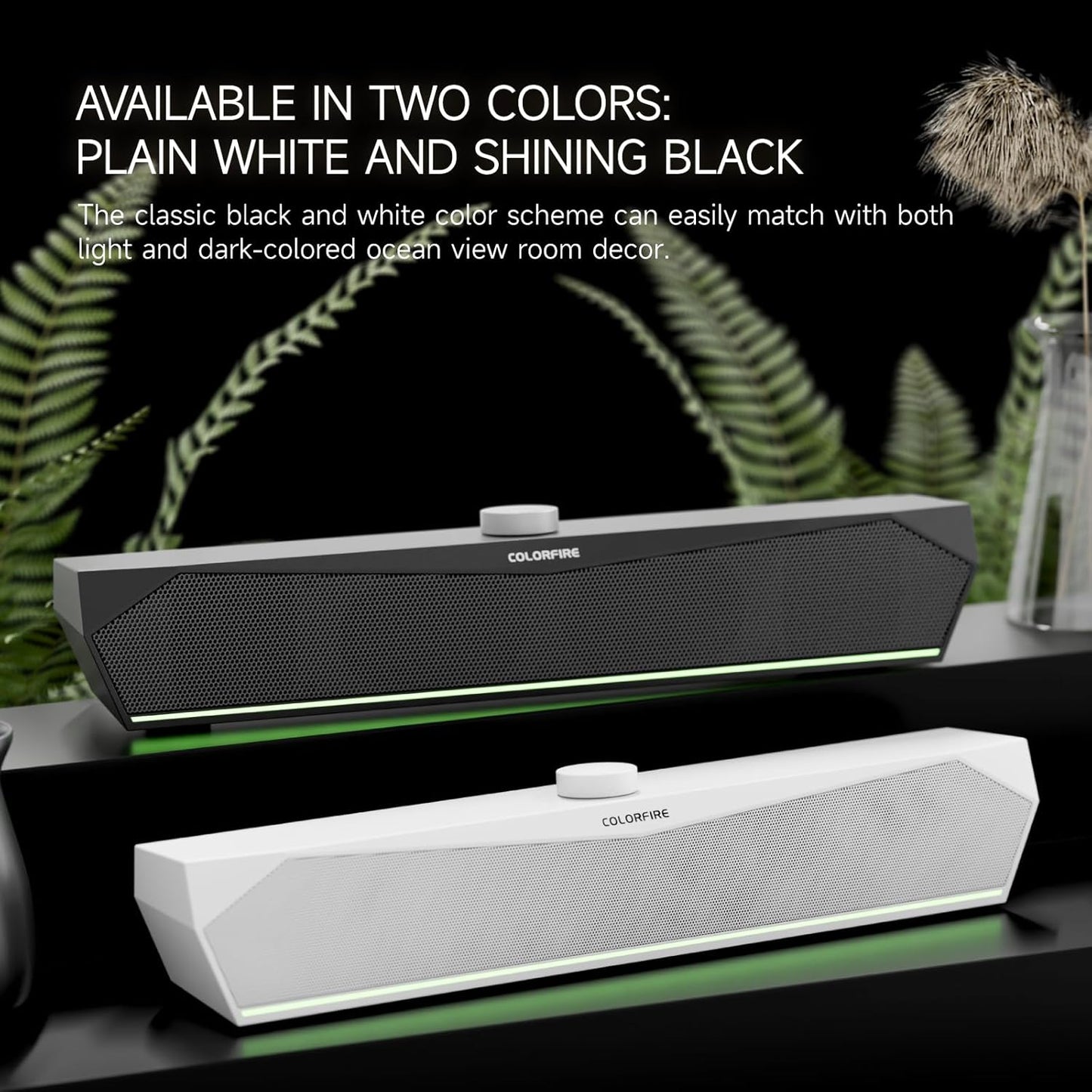 Colorful 3.5mm Gaming Soundbar,Computer SoundBar for PC,USB Speakers,RGB Touch Lights,USB-C/A Powered Input, Compact