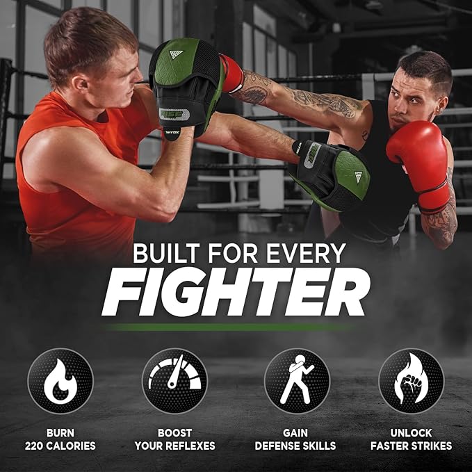WYOX Curved Focus Mitts for Boxing & MMA | Durable PU Leather Punching Pads with Adjustable Strap | Ideal for Muay Thai, Kickboxing, Martial Arts Training – Hand Target Strike Shield for Men & Women