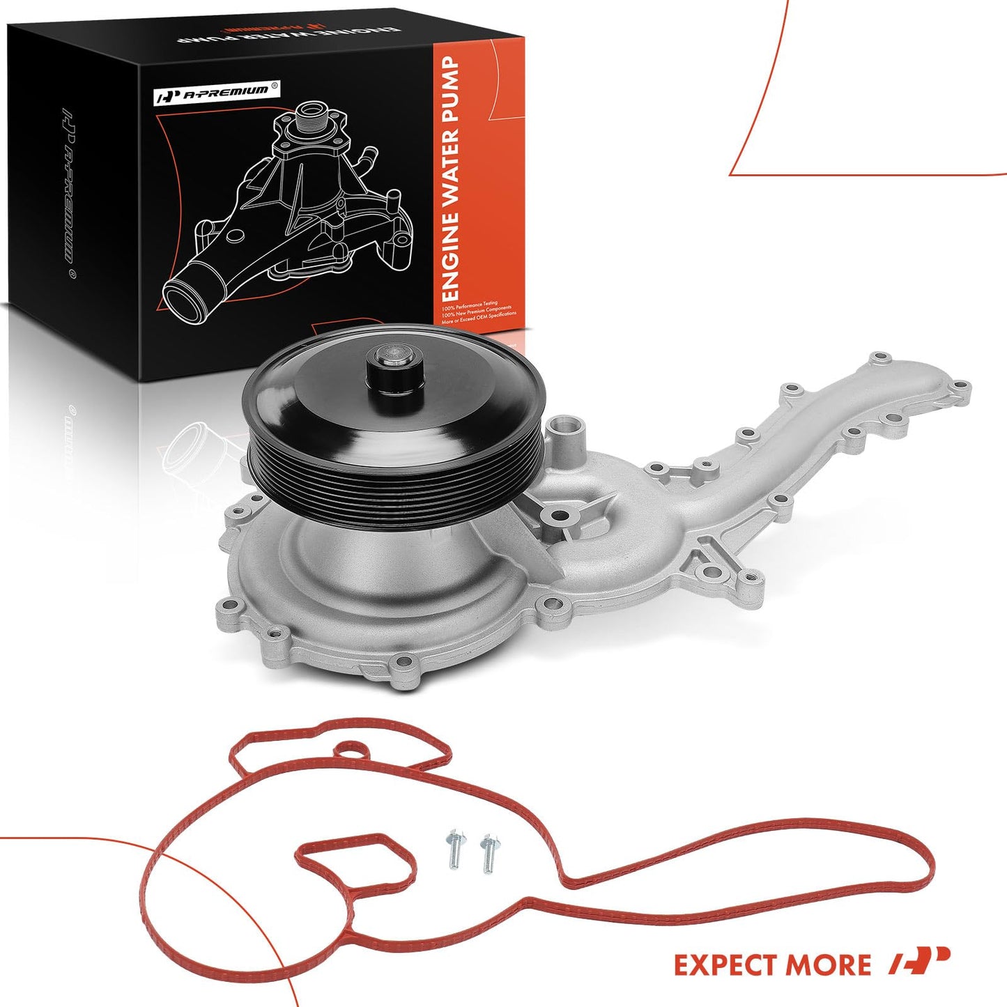 A-Premium Engine Water Pump with Gasket & Pulley Compatible with Ford F-250 Super Duty, F-350 Super Duty, F-450 Super Duty, F-550 Super Duty, 2017 2018 2019, 6.7L, Replaces# HC3Z8501A