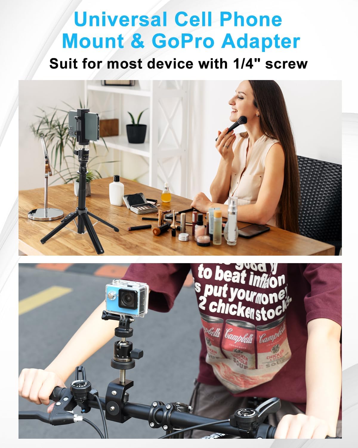 UTEBIT 1/4" Mini Ball Head, Panoramic Tripod Head with Camera Hot Shoe Mount DSLR Camera Mount Adapter Photograph