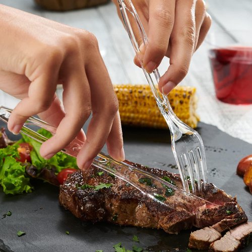 Comfy Package Premium Heavyweight Disposable Forks - Clear Plastic Cutlery for Parties | 50 Count