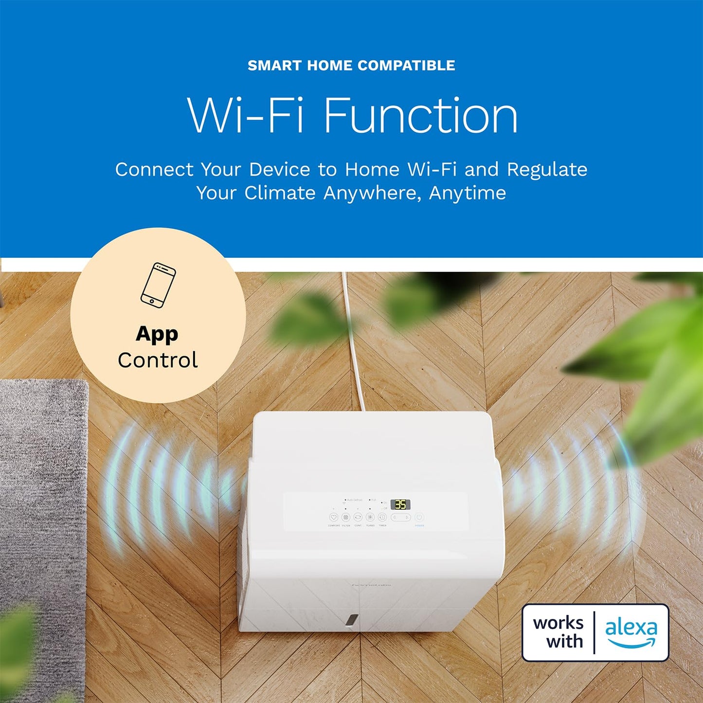 hOmeLabs Dehumidifier 7,000 Sq Ft Wi-Fi (50 Pint MAX 120 Pint at 95°F, 90% RH) for Home, Office, Basements with Powerful Moisture Removal, Humidity Control, Auto Shut-off, Quiet Operation