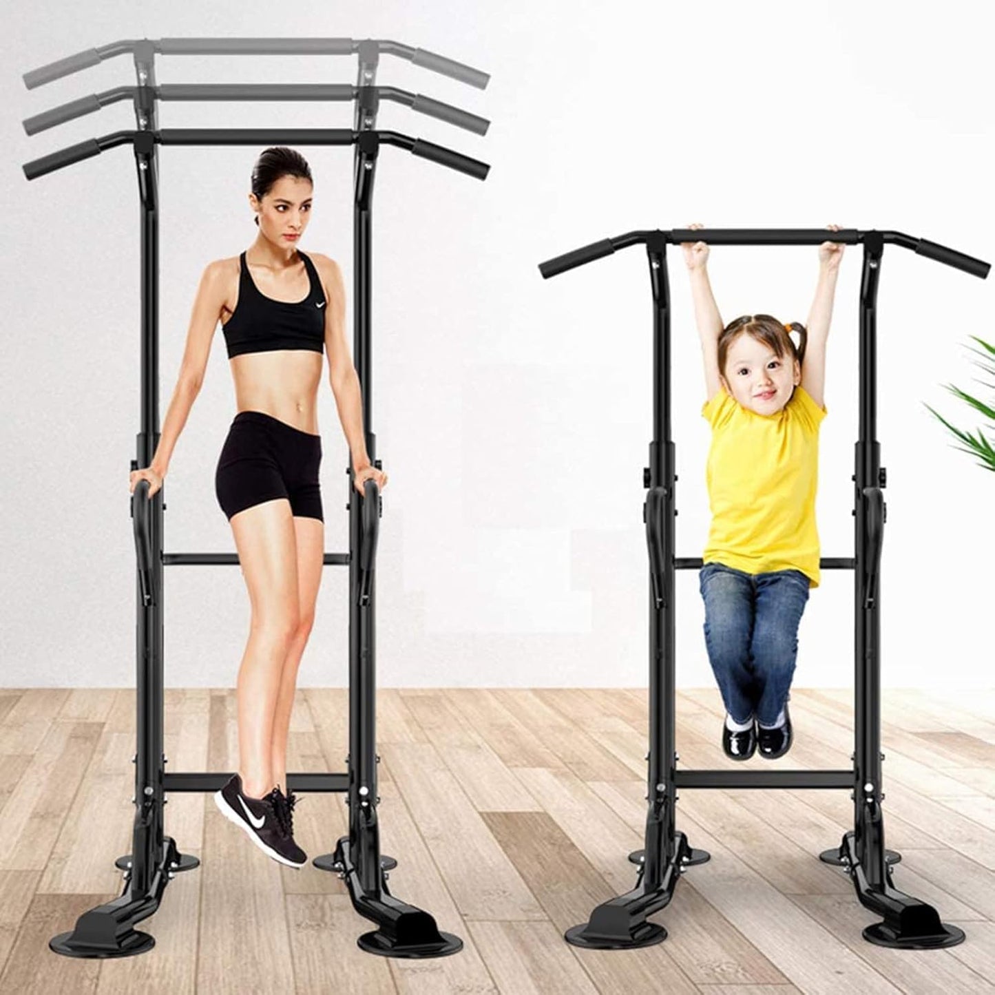 soges Power Tower Pull Up Station, Adjustable Multi-Function Dip Station Home Gym, Strength Training Pull-Up Bars for Full Body Workout, Power Tower Dip Station Pull Up Bar with 11 Height Levels