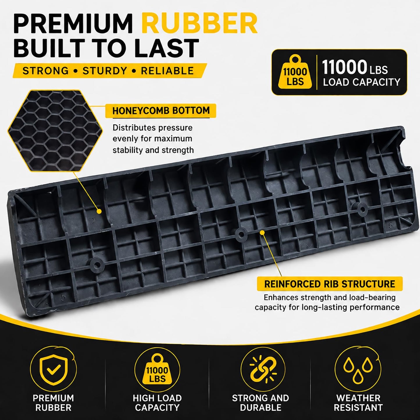 2 Pack 4'' Rise Rubber Curb Ramp,Heavy Duty, 11000lbs Capacity,Threshold Ramps, Car Slope Ramp for Loading Dock Bike Vehicle Warehouse Sidewalk Wheelchair (4" H)