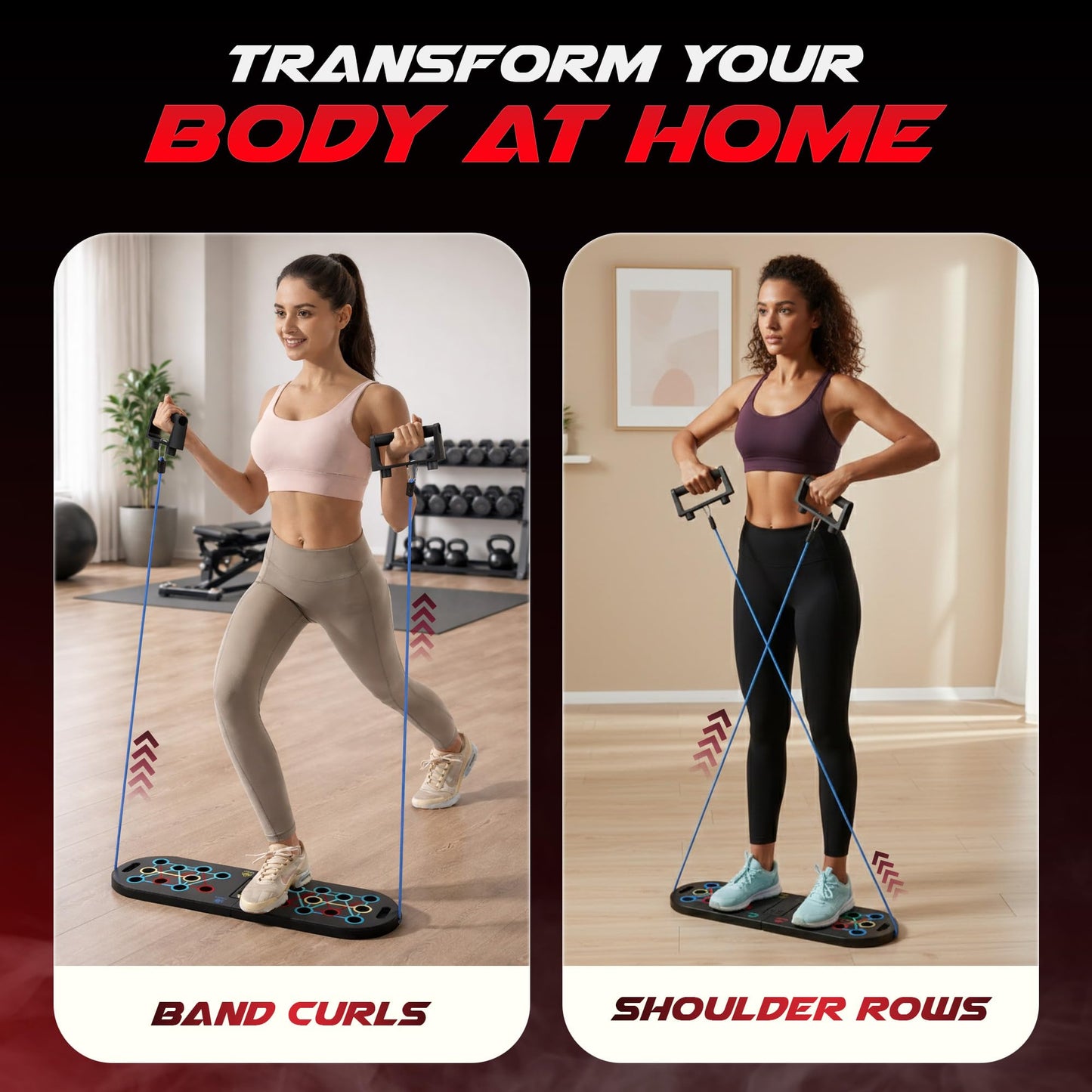 HAVENITY Plank Board & Push Up Board 22-in-1 with Resistance Bands – Core Trainer with Foam Elbow Pads, Foldable Home Gym Equipment for Men & Women