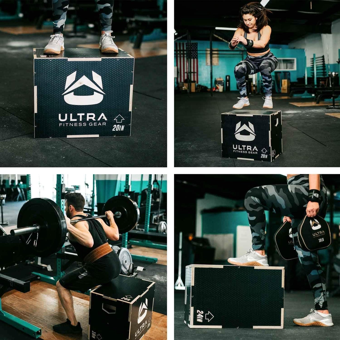 Ultra Fitness Gear Wooden Plyo Box, 31 Plyometric Jump Training Squat, Step Up, Jumps & More Workout Size S, M, L, XL, Home Gym Exercise Equipment (Black Anti-Slip, Large 24/20/16)