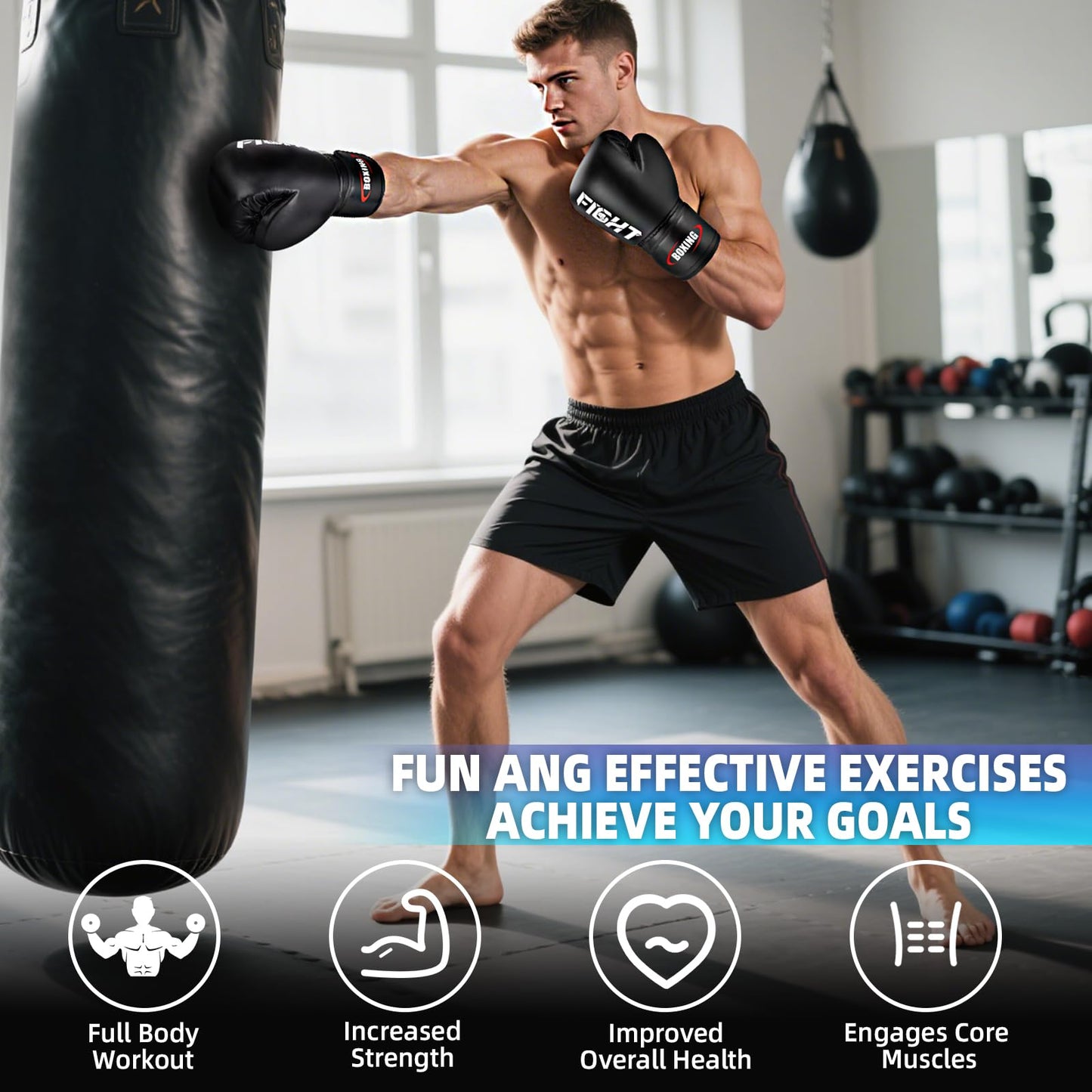 Boxing Gloves for Men and Women, Pro Training Sparring Muay Thai Gloves, Adults Heavy Punching Bag Gloves for Boxing Kickboxing Mixed Martial Arts MMA Training, Multi Layered, Ventilated