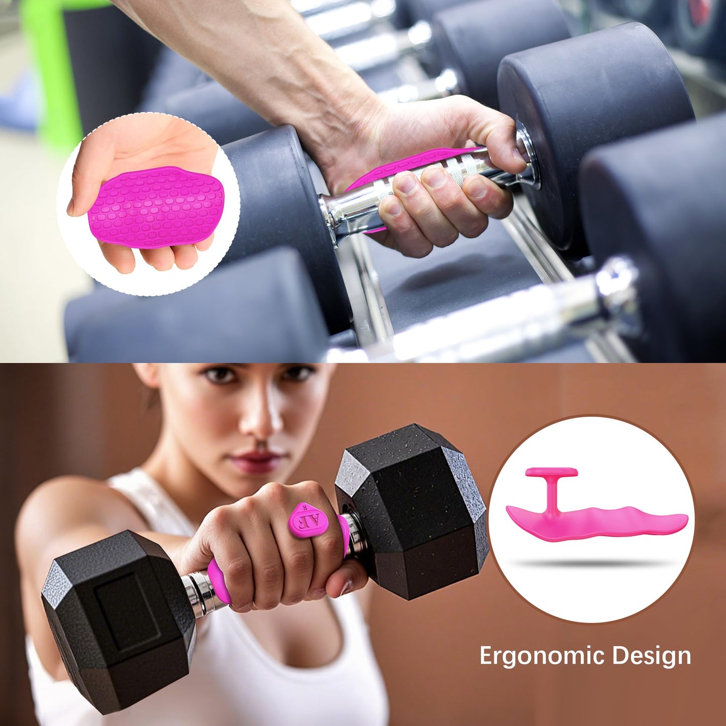 NiuMid Anti-Slip Workout Grips - Enlarged Ergonomic Rubber Hand Protector Gloves for Weight Lifting, Pull-Ups, Gym Training and Exercise, for Men and Women