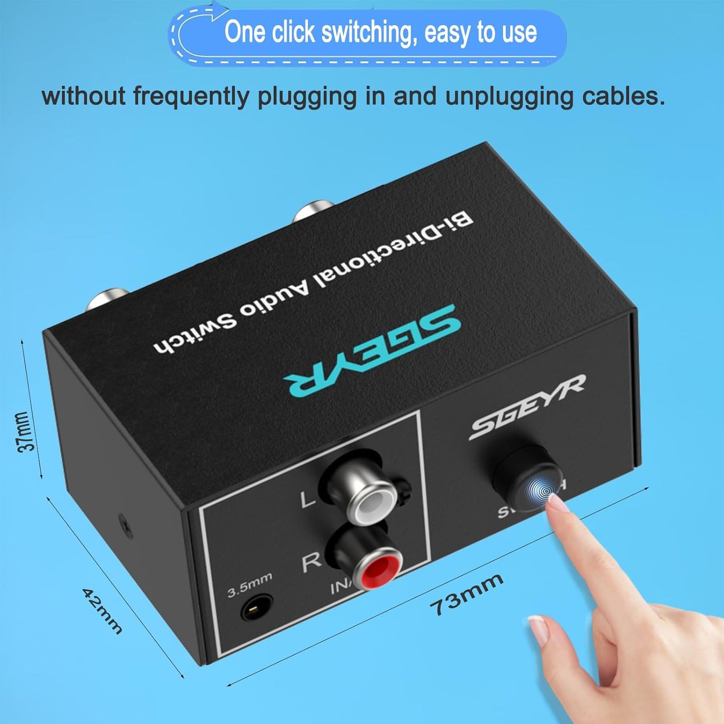 SGEYR 2 1 3.5mm RCA Switch in Out RCA switcher Selector Aux + RCA L/R Bi-Directional Stereo Audio Switcher A/B Analog