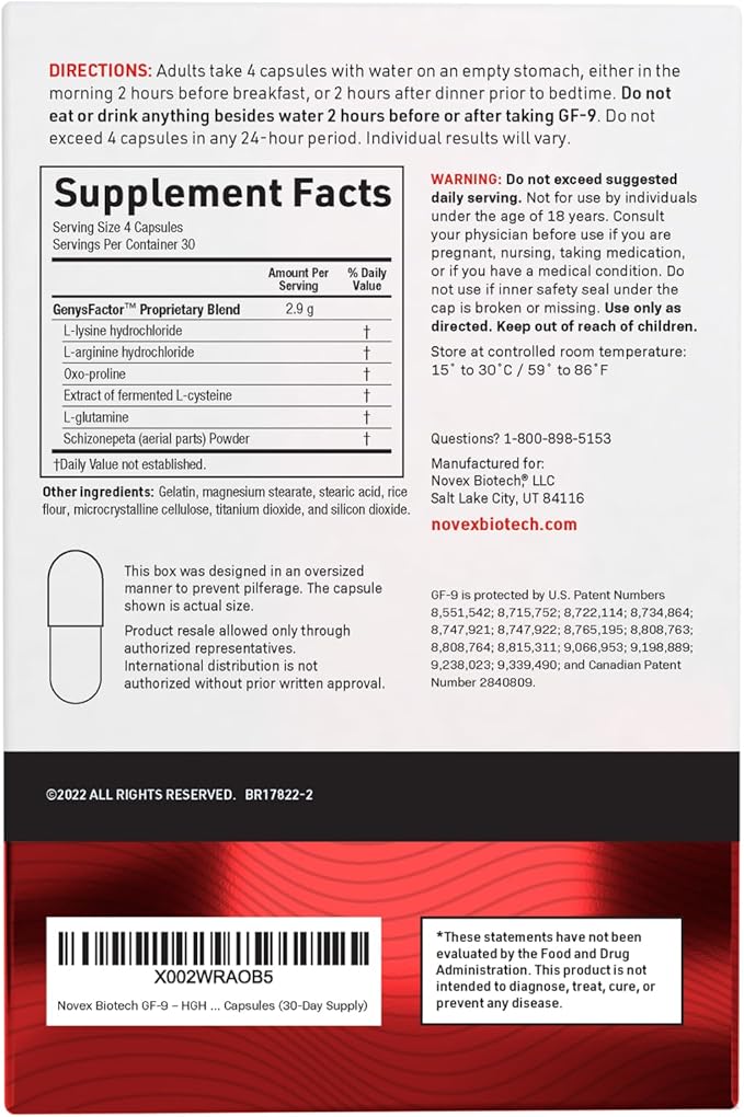 Novex Biotech GF-9 ??HGH Boosting Supplement for Men ??Workout Complex for Men ??Support Energy, Endurance, Sleep, 120 Ct (30-Day Supply)