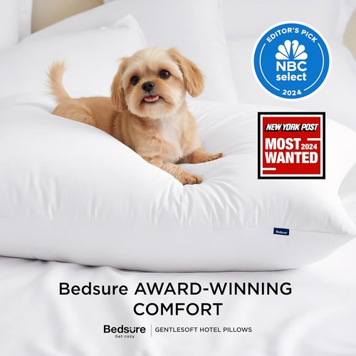 Bedsure King Size Pillows Set of 2 - Soft Down Alternative Hotel Collection for All Sleep Positions, 28"x19", White