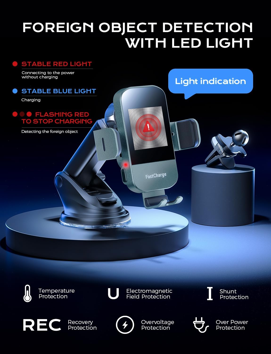 CHGeek 15W 15 14 13 12 11 S24 S23 S22 S21, S20, S10+, Wireless Car Charger, Fast Charging Auto Clamping Car Charger