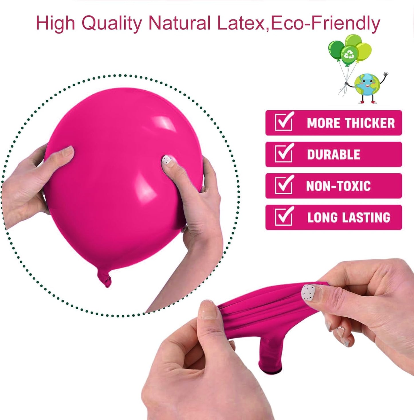 Skiennix Pink Balloons Set - 66pcs 12 Inch Hot Pastel Pink Confetti Latex Balloons for Birthday & Baby Shower Decorations