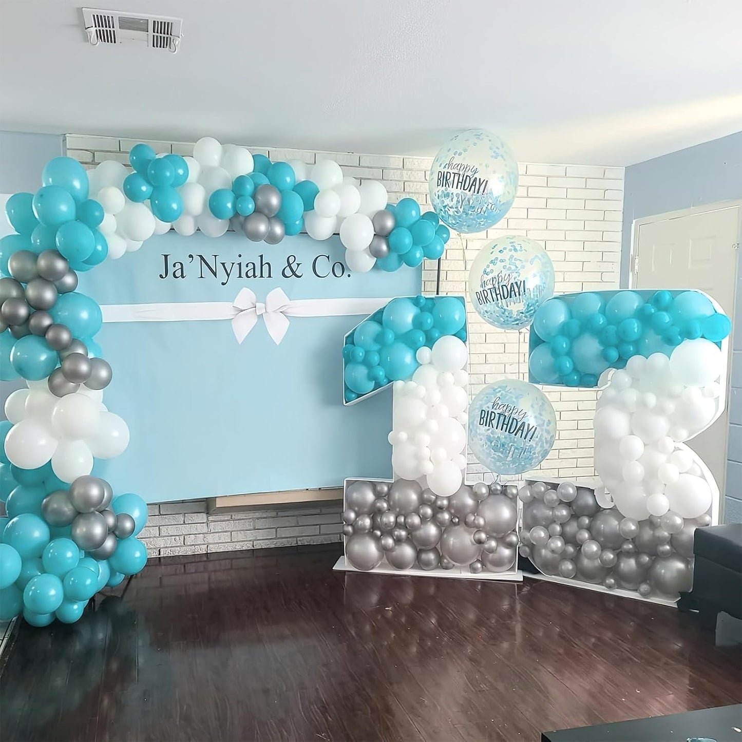 PartyWoo Teal Balloon Arch Kit - 100-Piece Set with 18, 12, 10, & 5-Inch Balloons for Baby Showers, Gender Reveals, & Birthday Parties
