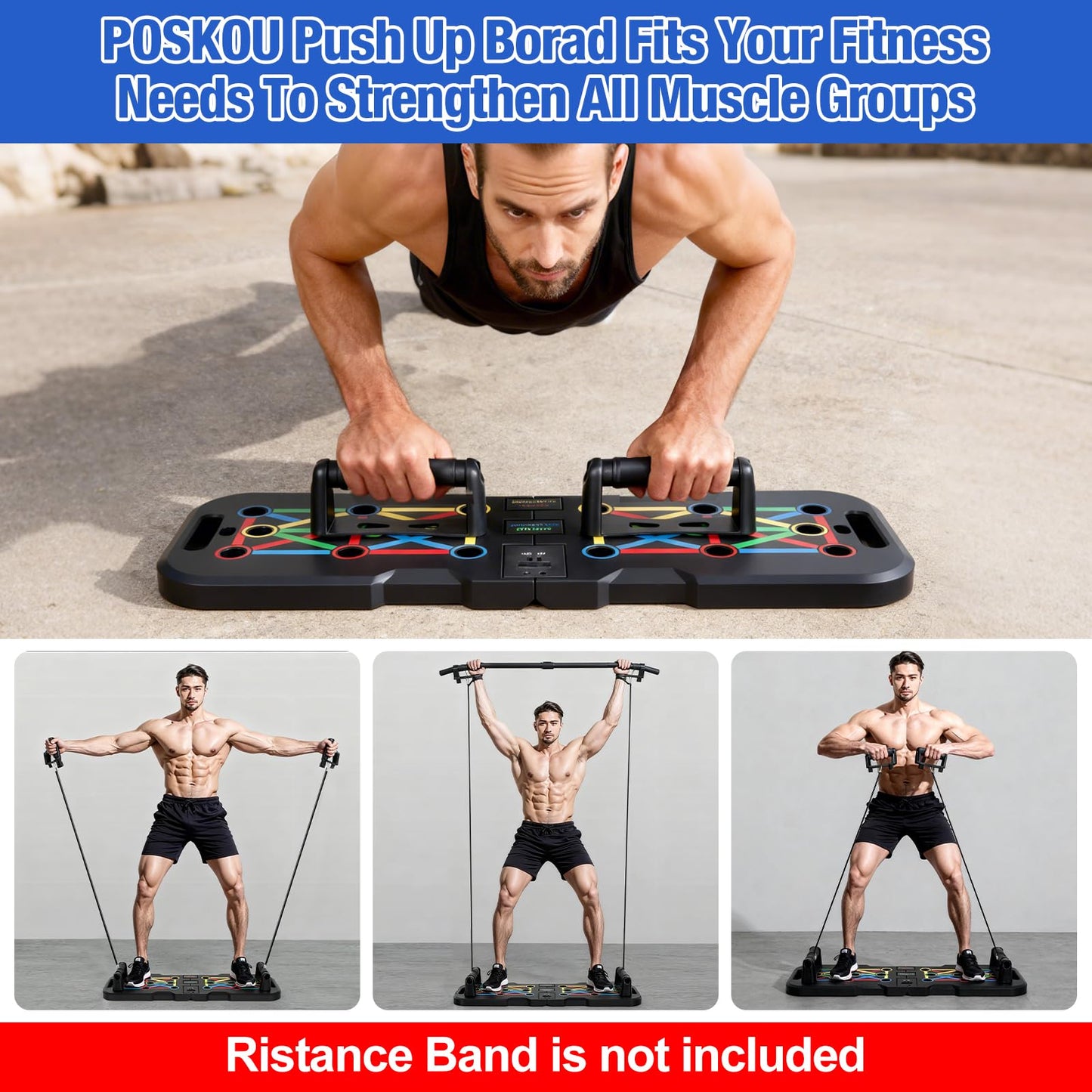 POSKOU Push Up Board With Counter,Pushup Board For Men and Women,Foldable Gym Strength Training Fitness Equipment,Calisthenics Equipment