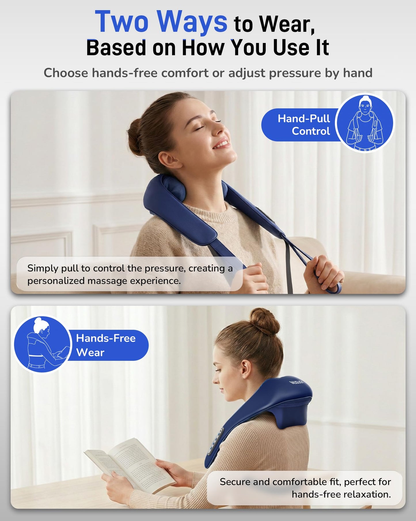 Musugy Neck Massager with Heat : Cordless Neck and Shoulder Massager for Pain Relief Deep Tissue - 3 Modes, 2 Intensity & 2 Heat, Daily Comfort for Desk Workers, At-Home Use, Women, Men