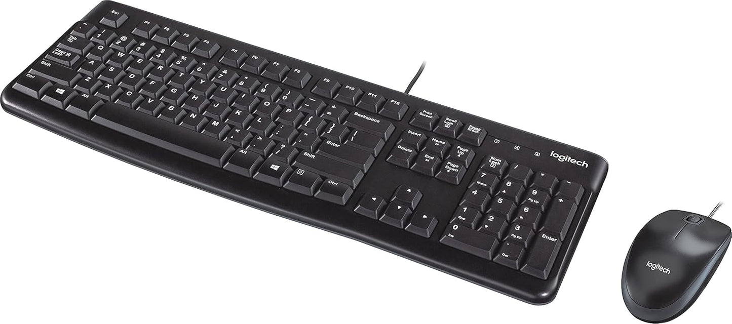 Logitech 920002565 MK120 Set, Wired Desktop Keyboard/Mouse, USB, Black