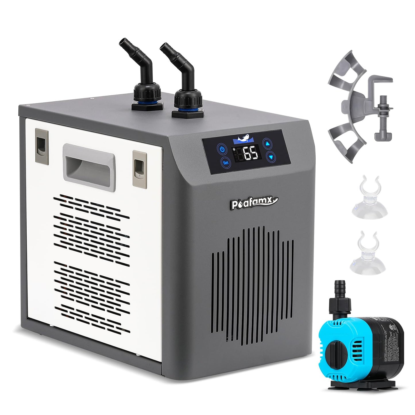 [New Upgrade] Poafamx Aquarium Chiller 42Gal Water Chiller for Fish Tank 1/10 HP Aquarium Cooler with Touch Screen Quiet Refrigeration Compressor Saltwater Freshwater for Fish Axolotl Hydroponic Coral