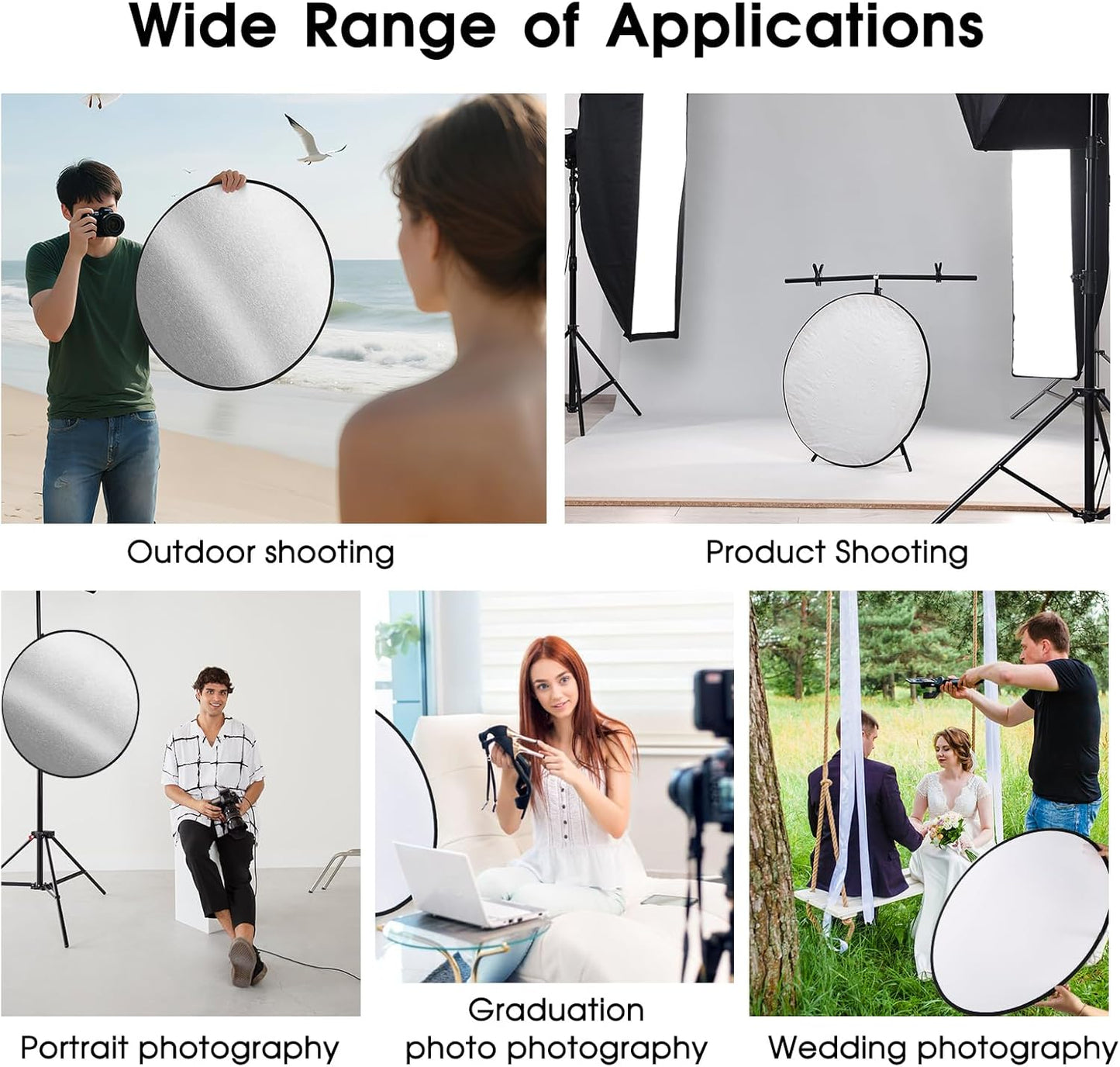 Kalofaye 5-in-1 32 Inch/80 cm (32'' (80cm)) Light Reflector Photography Diffuser Collapsible Portable with BagGold